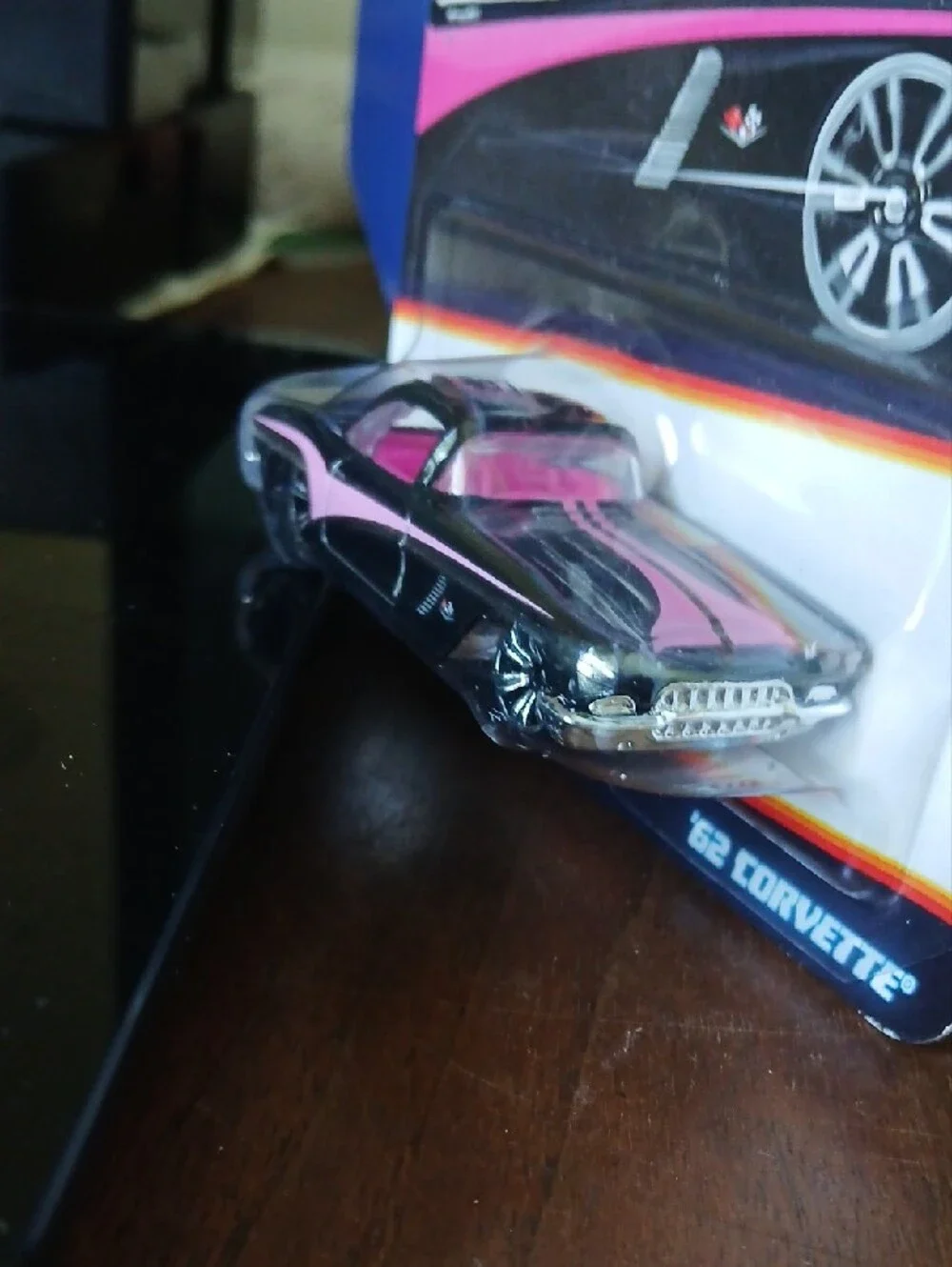 Hot Wheels '62 Corvette Neon Speeders Toy Car - Black & Pink
